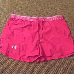 Hot pink under armour running shorts